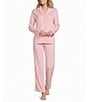 Cabernet Pink Medallion Print Long Sleeve Notch Collar Fleece Long Pajama Set - Image 1