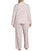 Cabernet Plus Size Floral Print Long Sleeve Notch Collar Long Knit Pajama Set, Color:Pink Floral - Image 2