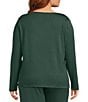 Cabernet Plus Size Solid French Terry Split Round Neck Long Sleeve Coordinating Sleep Top - Image 2