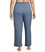 Cabernet Plus Size Solid French Terry Wide Leg Coordinating Sleep Pants, Color:China Blue - Image 2