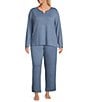 Cabernet Plus Size Solid French Terry Wide Leg Coordinating Sleep Pants, Color:China Blue - Image 3