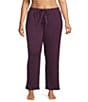 Cabernet Plus Size Solid French Terry Wide Leg Coordinating Sleep Pants - Image 1