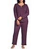 Cabernet Plus Size Solid French Terry Wide Leg Coordinating Sleep Pants - Image 3