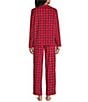 Cabernet Red Plaid Print Long Sleeve Notch Collar Fleece Long Pajama Set - Image 2