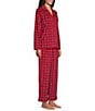 Cabernet Red Plaid Print Long Sleeve Notch Collar Fleece Long Pajama Set - Image 3