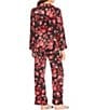 Cabernet Satin Damask Print Long Sleeve Notch Collar Pajama Set, Color:Holiday Jacobean - Image 2