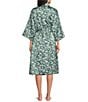 Cabernet Satin Floral Print 3/4 Sleeve Coordinating Wrap Robe - Image 2