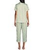 Color:Green Floral - Image 2 - Satin Floral Print Short Sleeve Notch Collar & Pant Pajama Set