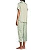 Color:Green Floral - Image 4 - Satin Floral Print Short Sleeve Notch Collar & Pant Pajama Set