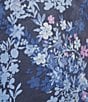 Color:Navy Floral - Image 5 - Satin Floral Short Sleeve Notch Collar Capri Pajama Set
