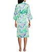 Cabernet Satin Tropical Print 3/4 Sleeve Coordinating Wrap Robe, Color:Soft Tropics - Image 2