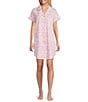 Cabernet Short Sleeve Notch Collar Button Front Jacobean Knit Sleepshirt - Image 1