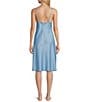 Cabernet Sleeveless V-Neck Woven Satin Striped Coordinating Chemise, Color:Bliss Blue Stripe - Image 2