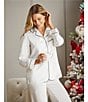 Cabernet Solid Contrast Piping Coordinating Satin Pajama Set, Color:Cloud Dancer - Image 6
