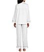 Cabernet Solid Contrast Piping Coordinating Satin Pajama Set, Color:Cloud Dancer - Image 2