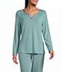 Cabernet Solid French Terry Henley Neck Long Sleeve Coordinating Sleep Top - Image 5