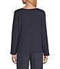 Cabernet Solid French Terry Split Round Neck Long Sleeve Coordinating Sleep Top - Image 6