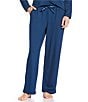 Cabernet Solid French Terry Wide Leg Coordinating Sleep Pant, Color:Pageant Blue - Image 1
