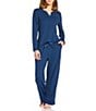 Cabernet Solid French Terry Wide Leg Coordinating Sleep Pant, Color:Pageant Blue - Image 3