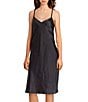Cabernet Woven Solid Satin Sleeveless V-Neck Pocketed Chemise - Image 3