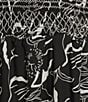 Calessa Abstract Floral Scoop Neck Cap Sleeve A-Line Midi Dress, Color:Black/White - Image 3
