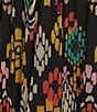 Calessa Abstract Ikat Print Plunge V-Neck Cap Flutter Sleeve Smocked Tiered Midi Dress, Color:Black Multi - Image 3