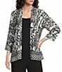 Calessa Animal Burnout Tie-Dye Draped Open Front Wrist Length Sleeve Cardigan - Image 1