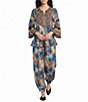 Calessa Animal Te Dye Print Rayon Harem Ankle Pants - Image 3