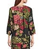 Calessa Autumn Garden Banded Split V-Neck 3/4 Sleeve Coordinating Tunic, Color:Black Multi - Image 2