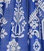 Calessa Border Mesh Knit Printed Square Neck Elbow Sleeve Tunic, Color:Blue/White - Image 4
