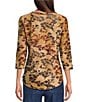 Calessa Burnout Tie-Dye Crew Neck 3/4 Sleeve Top - Image 2