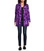 Calessa Burnout Tie-Dye Knit Long Sleeve Open-Front Cardigan, Color:Purple Multi - Image 3