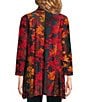 Calessa Burnout Tie-Dye Bracelet Length Sleeve Drape Open Front Cardigan, Color:Crimson/Multi - Image 2