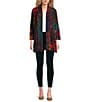 Calessa Burnout Tie-Dye Bracelet Length Sleeve Drape Open Front Cardigan, Color:Crimson/Multi - Image 5