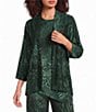 Calessa Coordinating Jacquard Knit Draped Neck Long Sleeve Open Front Cardigan - Image 1