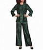 Calessa Coordinating Jacquard Knit Draped Neck Long Sleeve Open Front Cardigan - Image 3