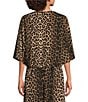 Calessa Coordinating Leopard Round Neck Short Sleeve Top - Image 2