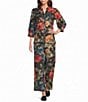 Calessa Coordinating Woven Floral V-Neck 3/4 Sleeve Button Front Blouse - Image 3