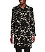 Color:Black/White - Image 1 - Duster Embroidered Knit Banded Collar Comfort Fit Tunic