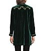 Calessa Embroidered Long Sleeve Open-Front Velvet Cardigan, Color:Emerald Multi - Image 2