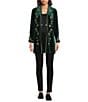 Calessa Embroidered Long Sleeve Open-Front Velvet Cardigan, Color:Emerald Multi - Image 3