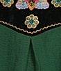 Calessa Embroidered Patchwork Print Round Split V-Neck 3/4 Sleeve Tunic, Color:Emerald Multi - Image 4