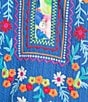 Calessa Embroidered Patchwork Split V-Neck 3/4 Flounce Sleeve Tunic - Image 6