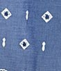 Calessa Embroidered Point Collar Long Roll-Tab Sleeve Button Front Tunic, Color:Indigo - Image 6