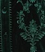 Calessa Embroidered Ruffle Split V-Neck 3/4 Sleeve Button Front Velvet Tunic, Color:Emerald - Image 5