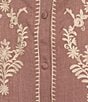 Calessa Embroidered Ruffle Trim Mandarin Collar 3/4 Puff Sleeve Button-Front Top - Image 4