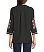 Calessa Embroidered Split V-Neck 3/4 Sleeve Tunic - Image 2