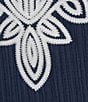 Calessa Embroidered Split V-Neck Short Balloon Sleeve Shift Dress - Image 3