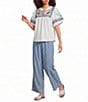 Calessa Embroidered Split V-Neck Short Sleeve Tunic - Image 3