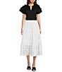 Color:White - Image 3 - Embroidered Tiered Skirt
